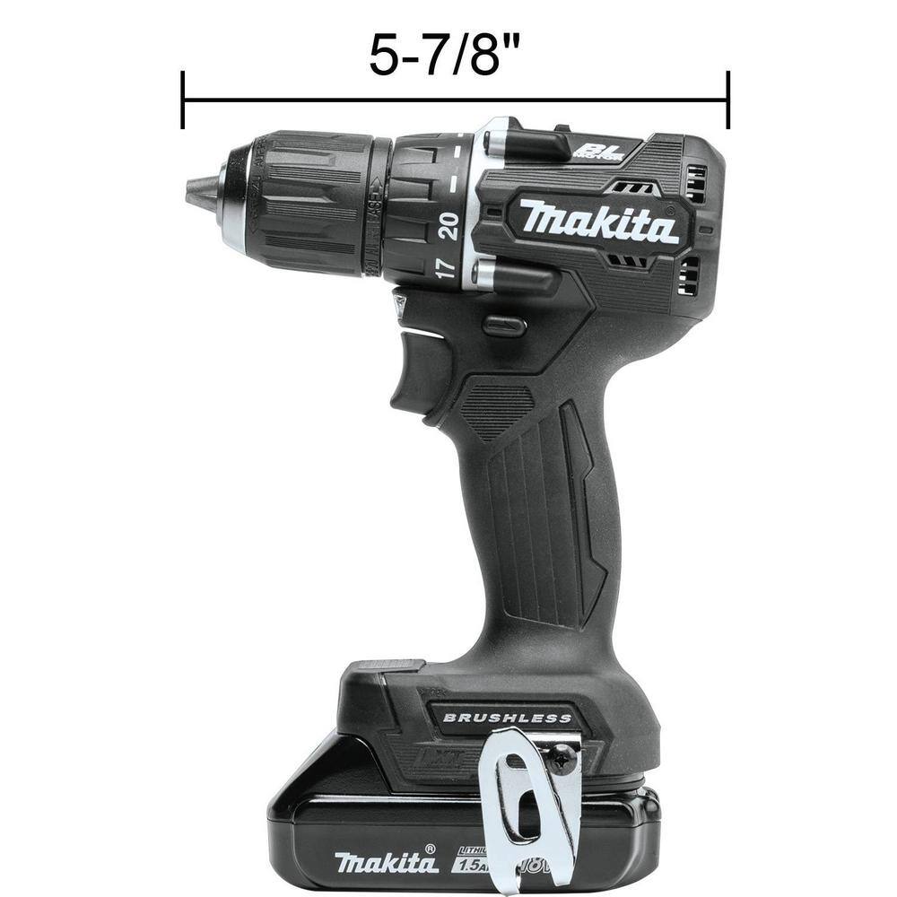 Makita 18V LXT Sub-Compact Lithium-Ion Brushless Cordless 12 in.Variable Speed Driver Drill Kit 1.5Ah XFD15SY1B