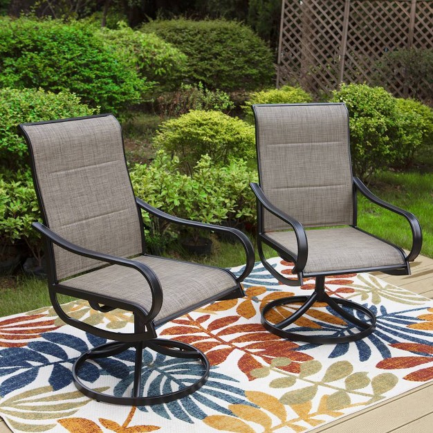 2pk Steel 360 Swivel Patio Padded Arm Chairs Captiva Designs