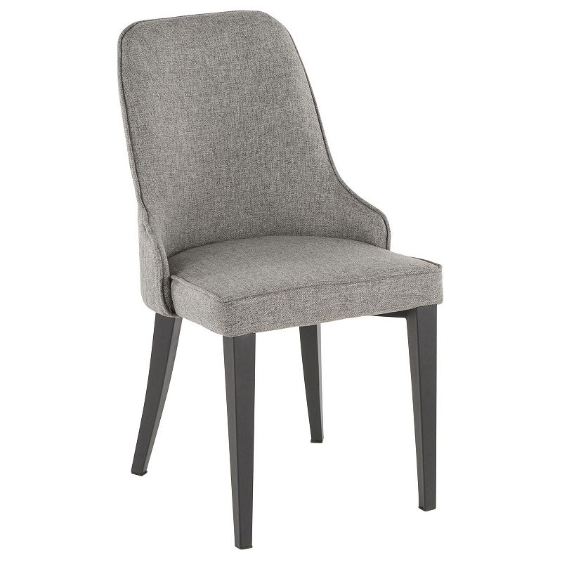 Set of 2 Gray Fabric Seat with Black Metal Stand Dining Chair 35.25