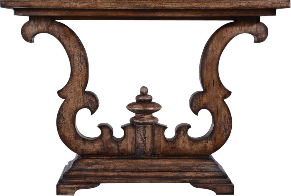 Console Table Cambridge Rustic Pecan Distressed Solid Wood Old World   Traditional   Console Tables   by EuroLuxHome  Houzz