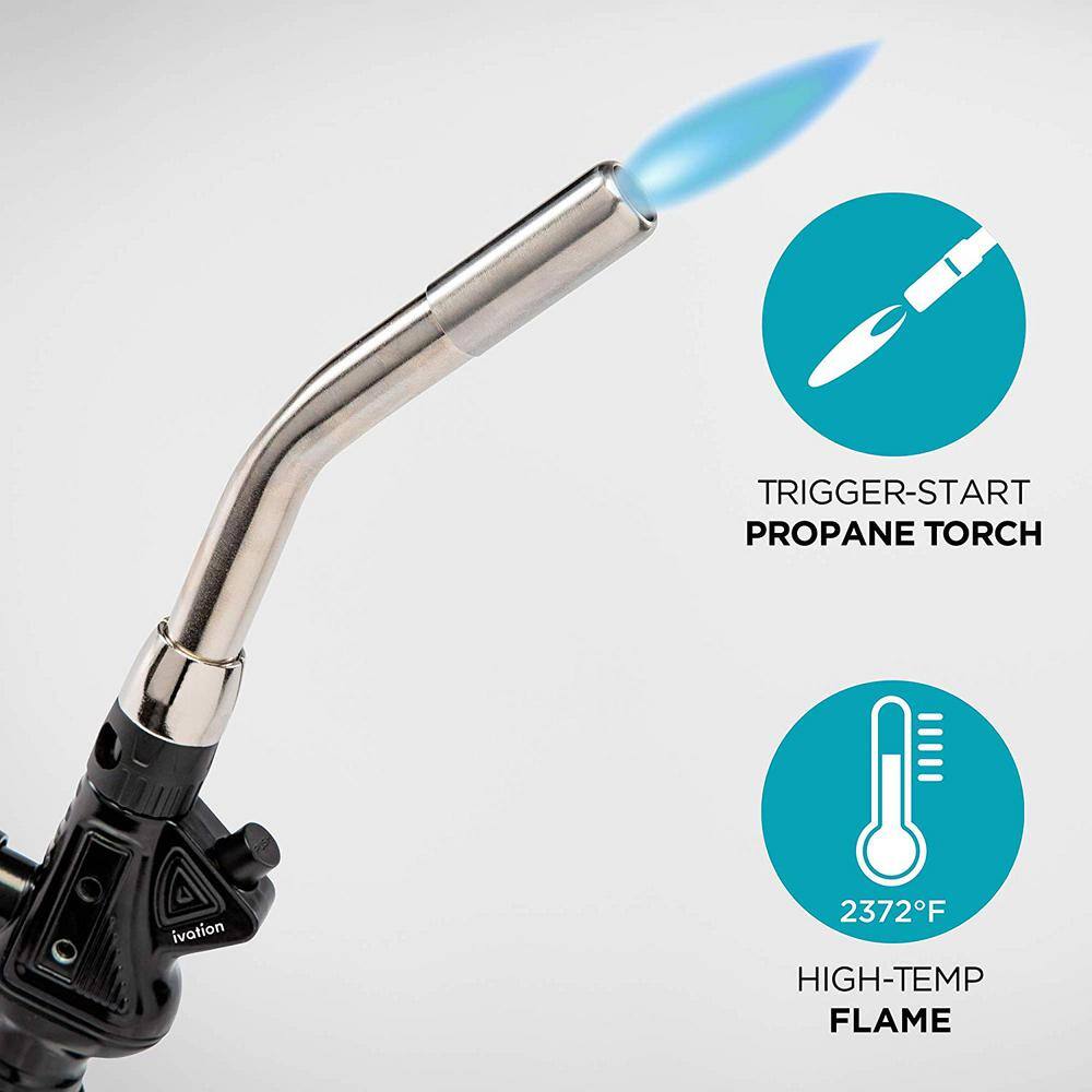 Ivation Propane Torch Heavy-Duty Torch Lighter with Trigger Ignition and Adjustable Flame IVATSPT15