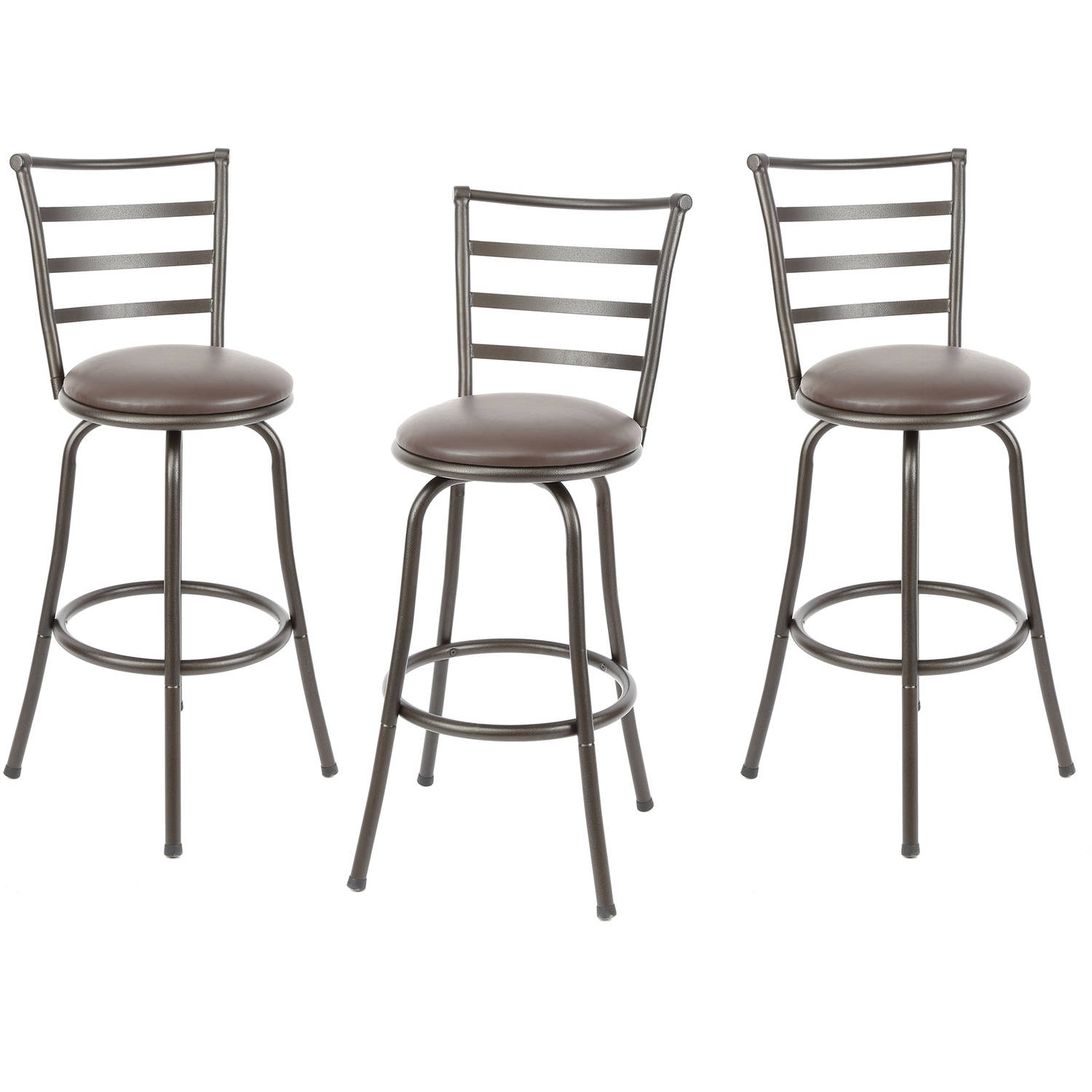 Mainstays Adjustable 24  or 29  Swivel Barstool Bronze Finish and PU Leather Set of 3  Crowdfused