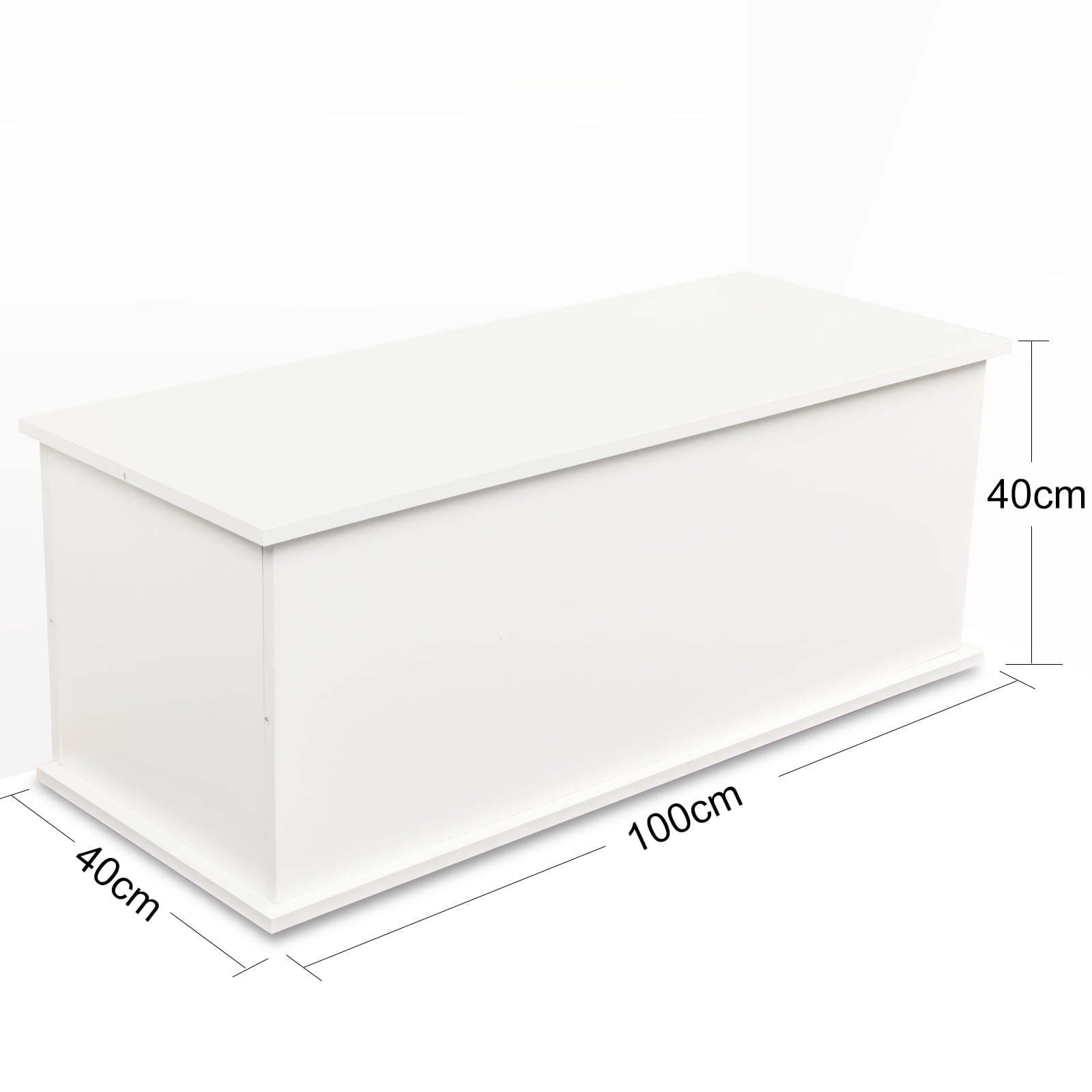 Modern Lift-Top Storage Chest Trunk for Entryway, Wood Bench Toy Box Organizer with 2 Safety Hinges for Living Room Bedroom White