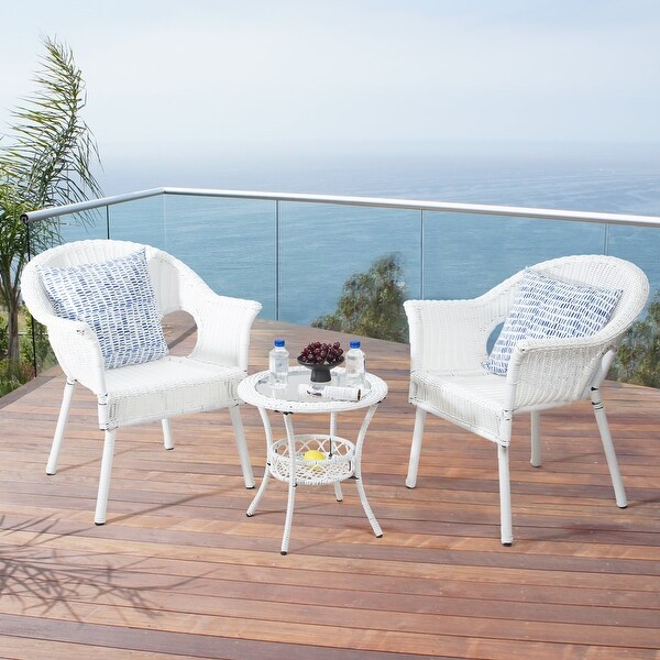 Cozywor 3Piece Outdoor Wicker Patio Bistro Chair Set