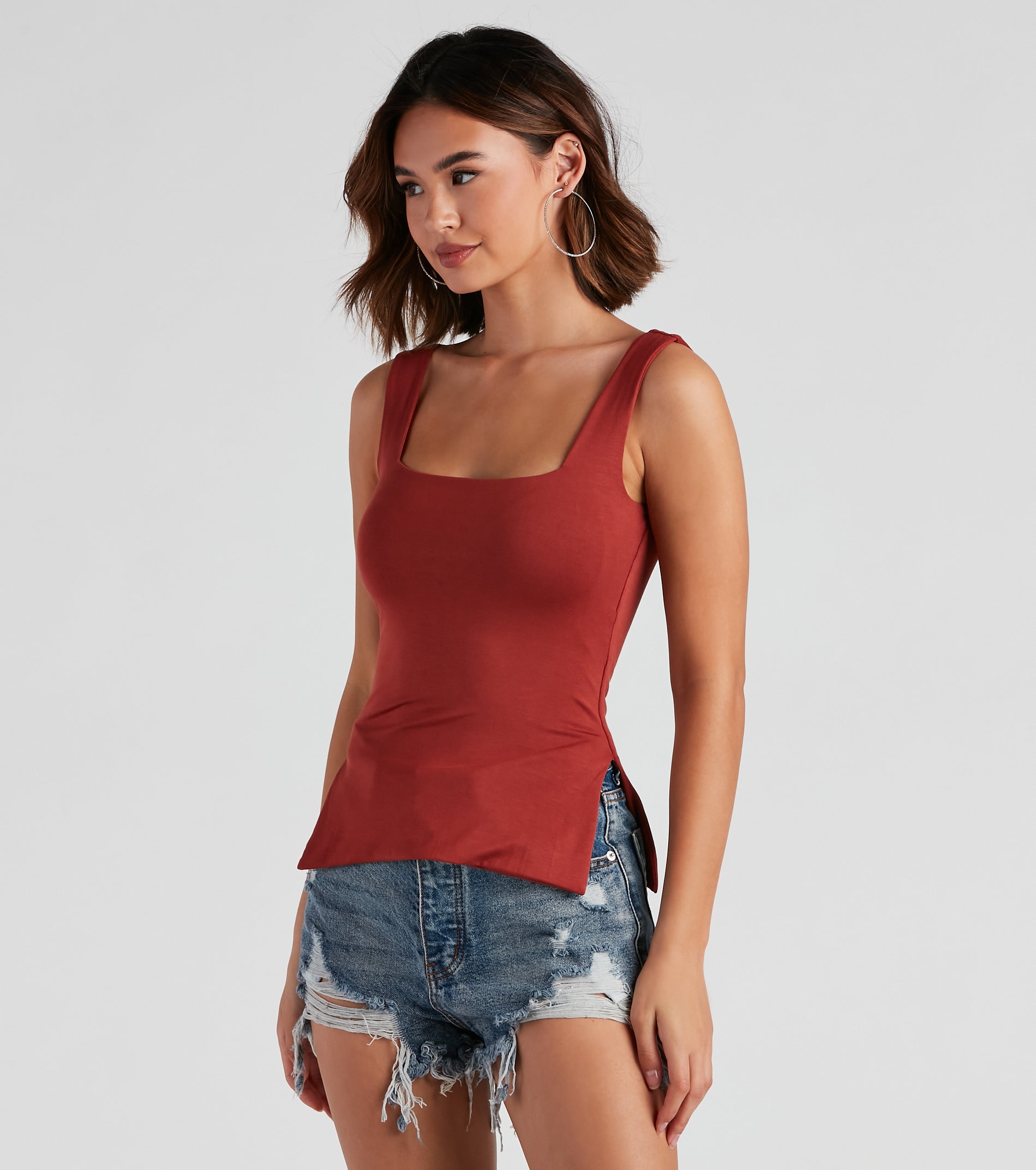 All About Basic Slit Tank Top