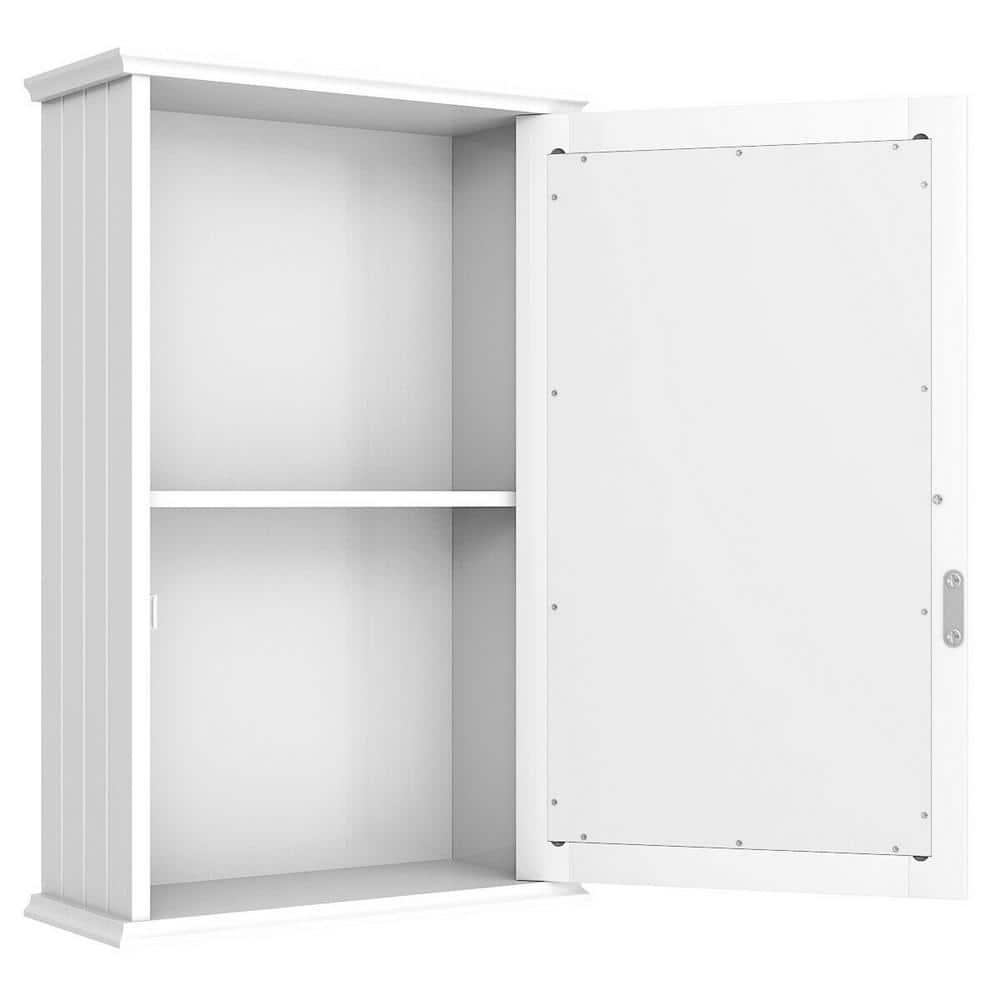 CASAINC 135 in W Surface Wall Mount Bathroom Wall Cabinet with Single Mirror Door in White