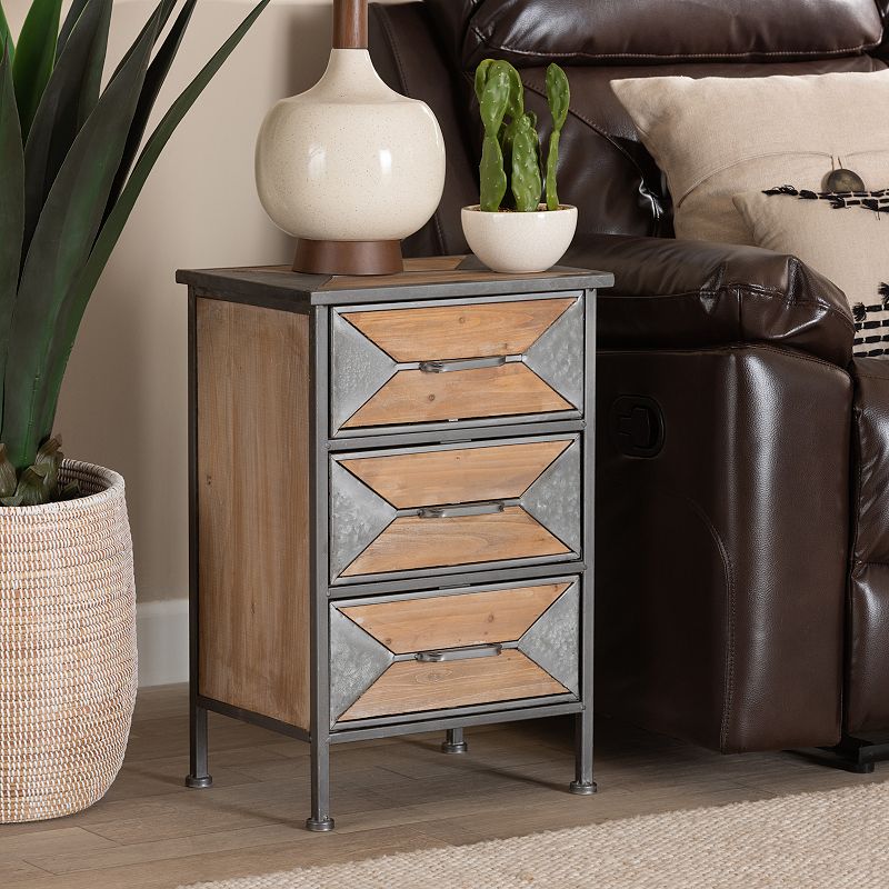 Baxton Studio Laurel 3-Drawer Nightstand