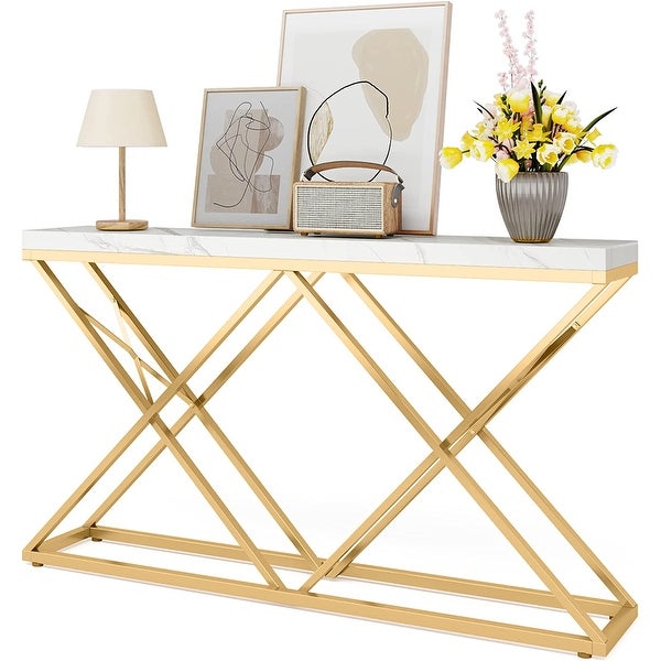 55-Inch Gold Console Table for Living Room， Entryway， Hallway