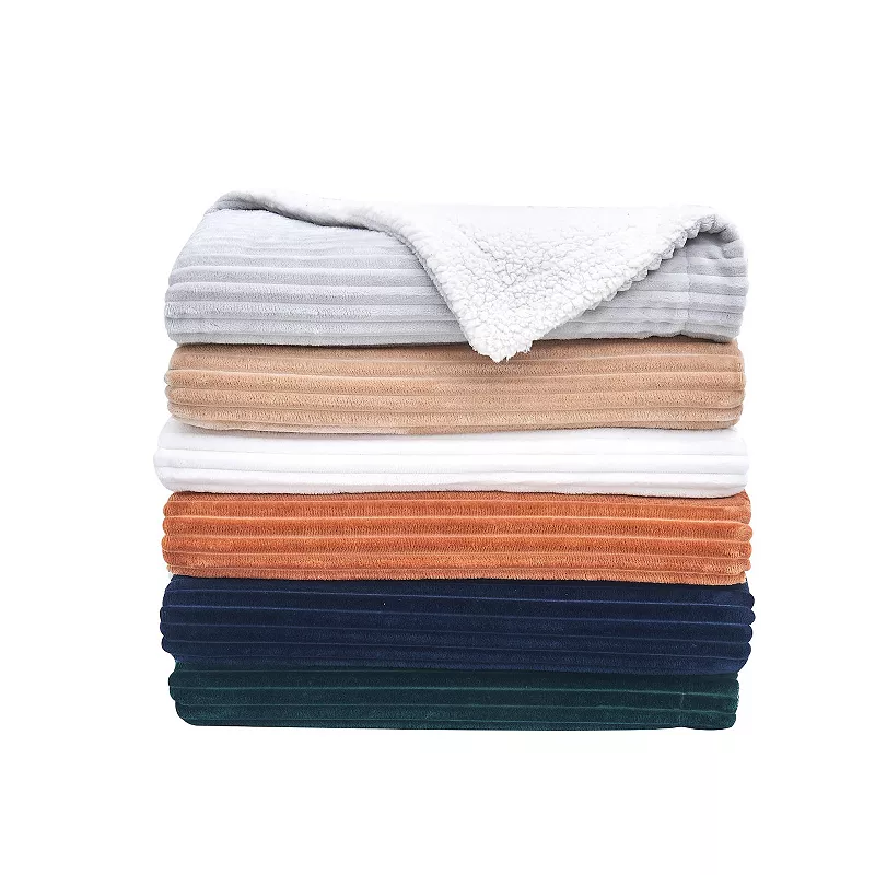 Ribbed Plush to Sherpa Reversible Blanket