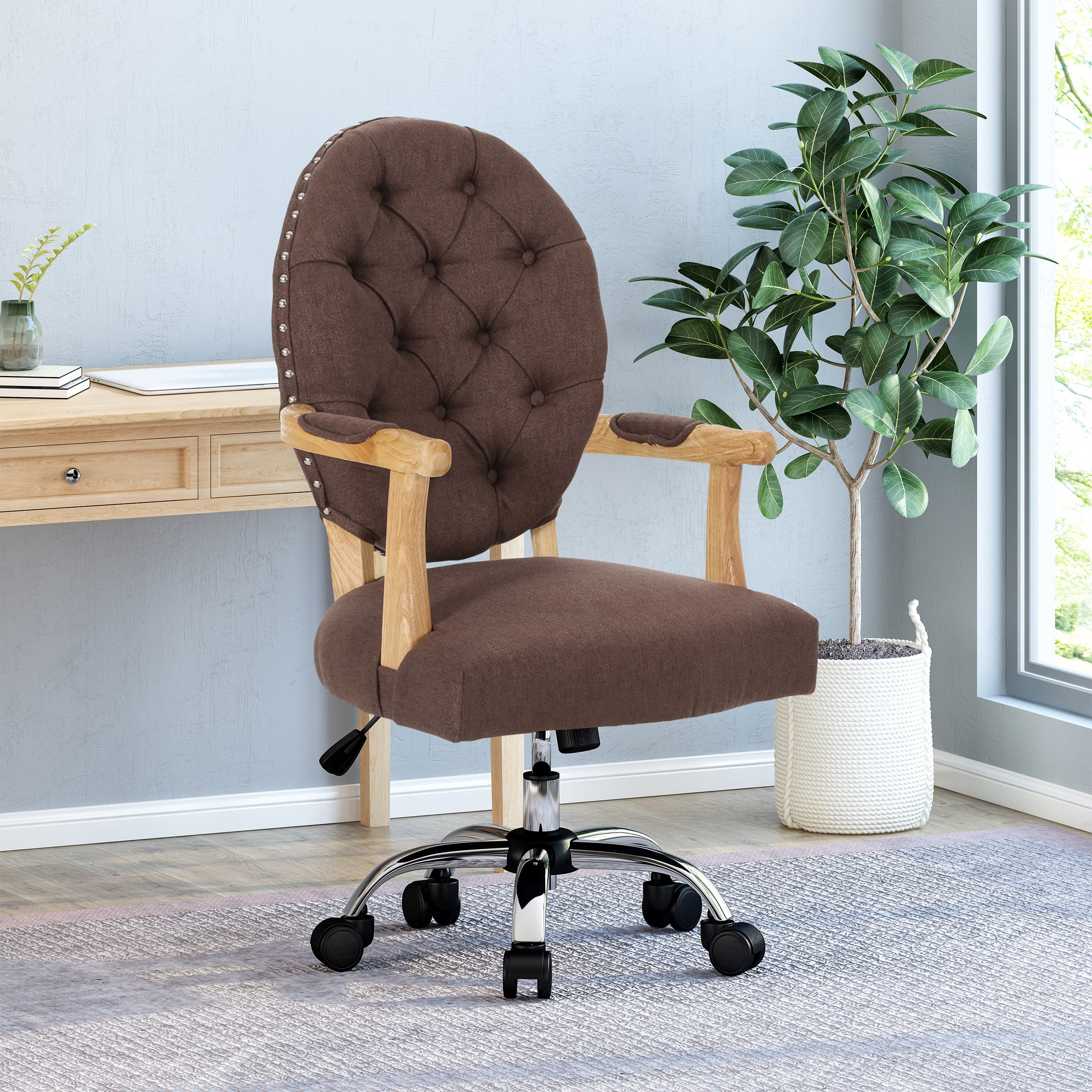 Maryclaire Contemporary Tufted Fabric Swivel Office Lift Chair