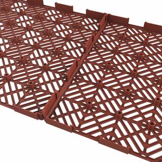 Pure Garden 1 ft. W x 1 ft. L Terracotta Outdoor Interlocking Diamond Pattern Polypropylene Patio and Deck Tile Flooring (Set of 30) 50-147-5