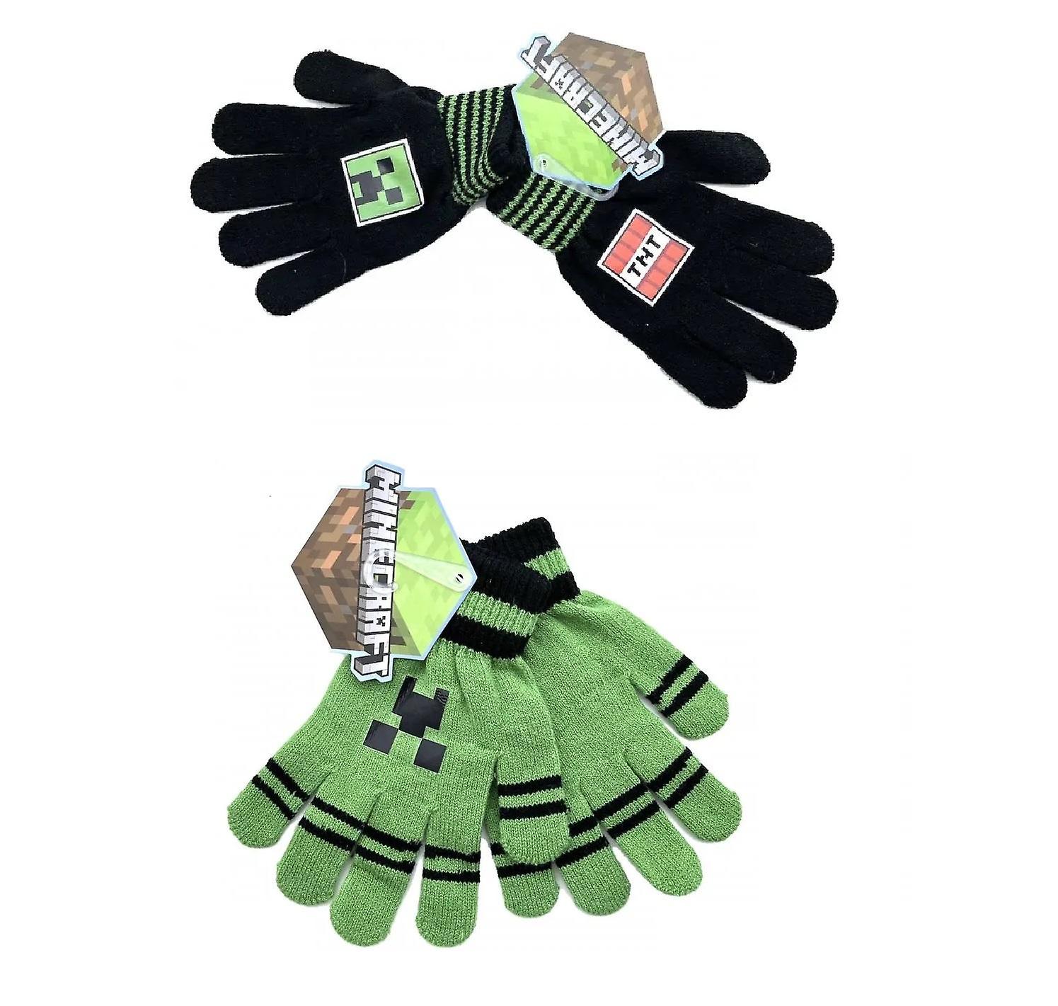 2-Pack Minecraft Creeper Mittens Finger Mittens One Size Green and Black