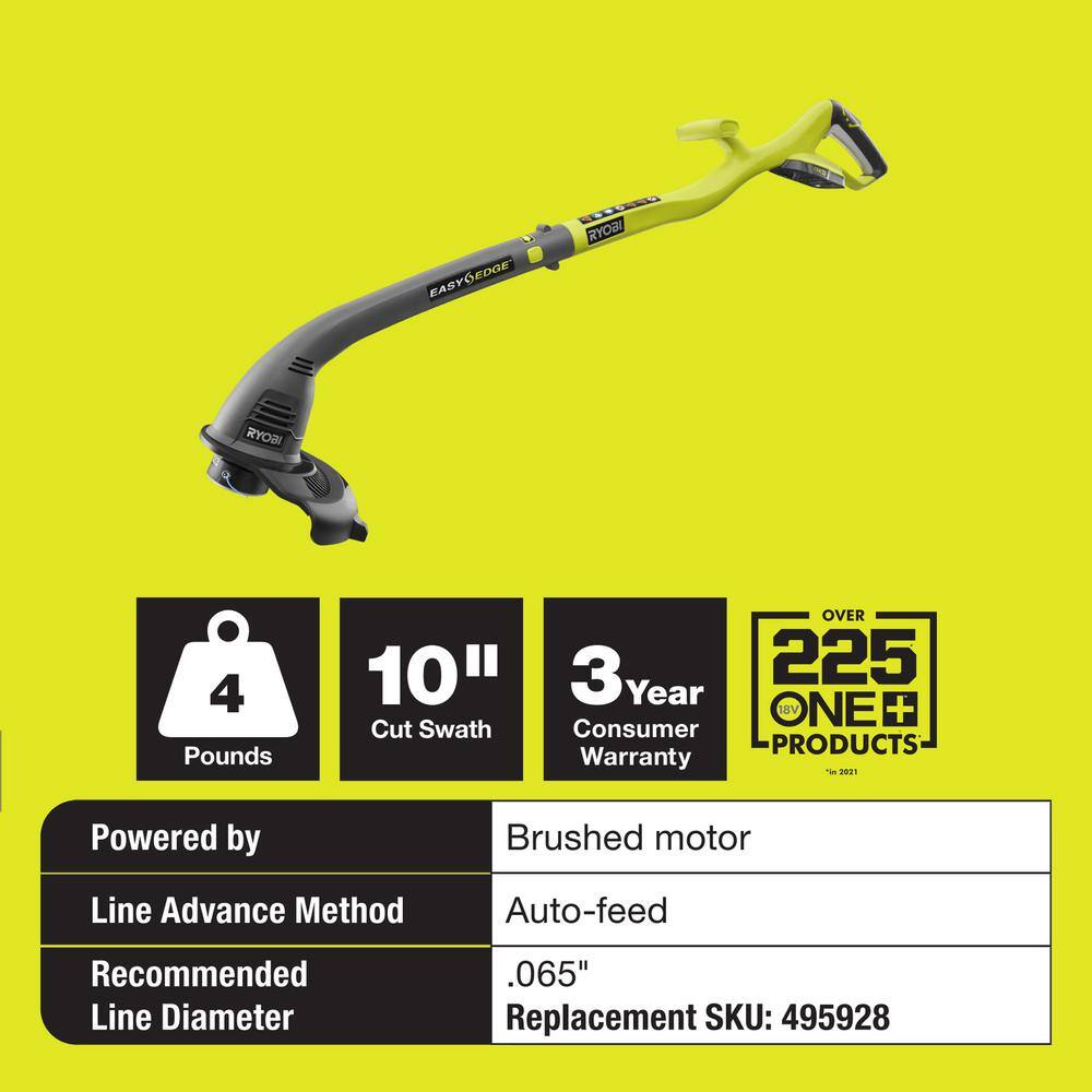 RYOBI ONE+ 18V 10 in. Cordless Battery String Trimmer and Edger (Tool Only) P2003BTL