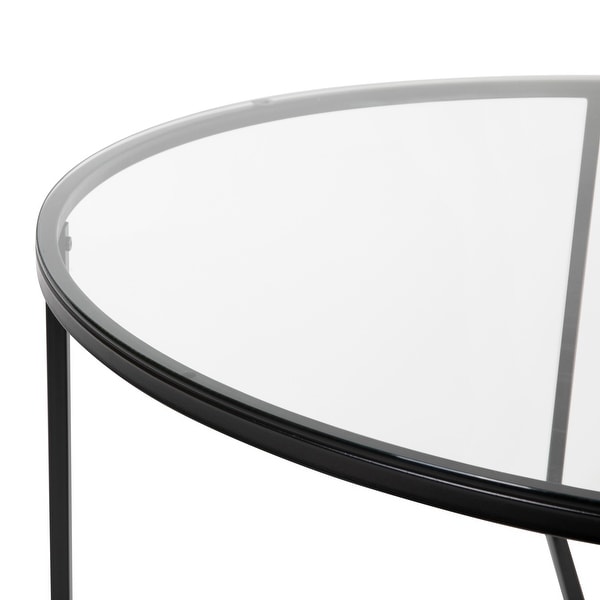 Greenwich Collection Coffee Table with Crisscross Matte Black Frame