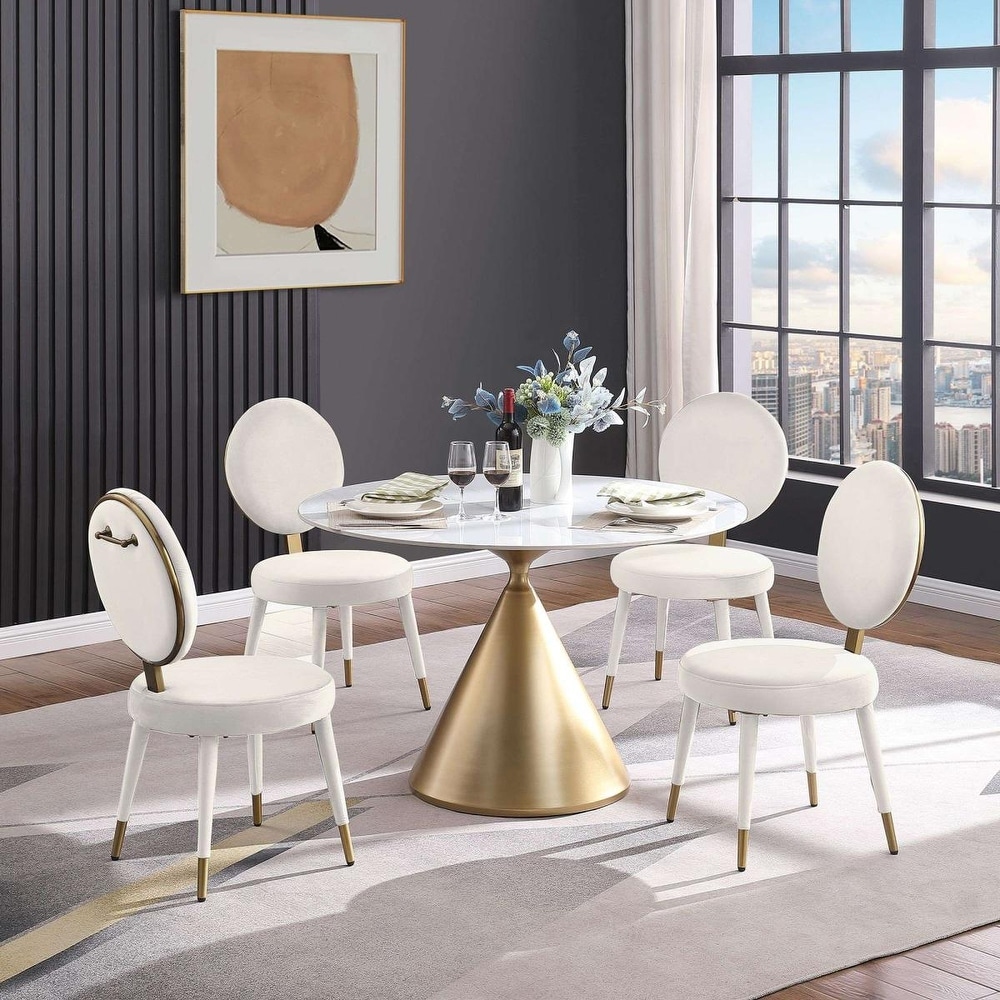 Morden Fort Modern Luxury 5  Piece Round Dining Table and Chair Set