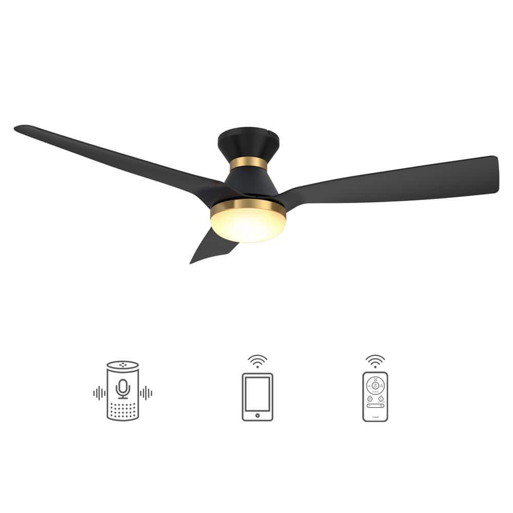 CARRO Striver 52 in Integrated LED IndoorOutdoor Black Smart Ceiling Fan with Light and Remote Works with AlexaGoogle Home