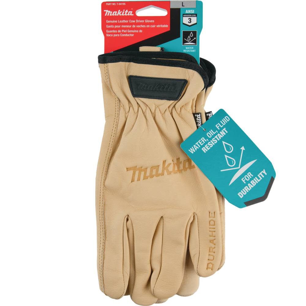 Makita Driver Gloves Genuine Leather Cow Large T-04195 from Makita