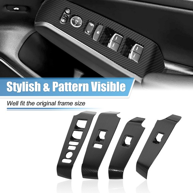 Unique Bargains Window Control Panel Frame Door Armrest Cover Lock Switch Trim For Honda Civic 11th 2022 Black Carbon Fiber