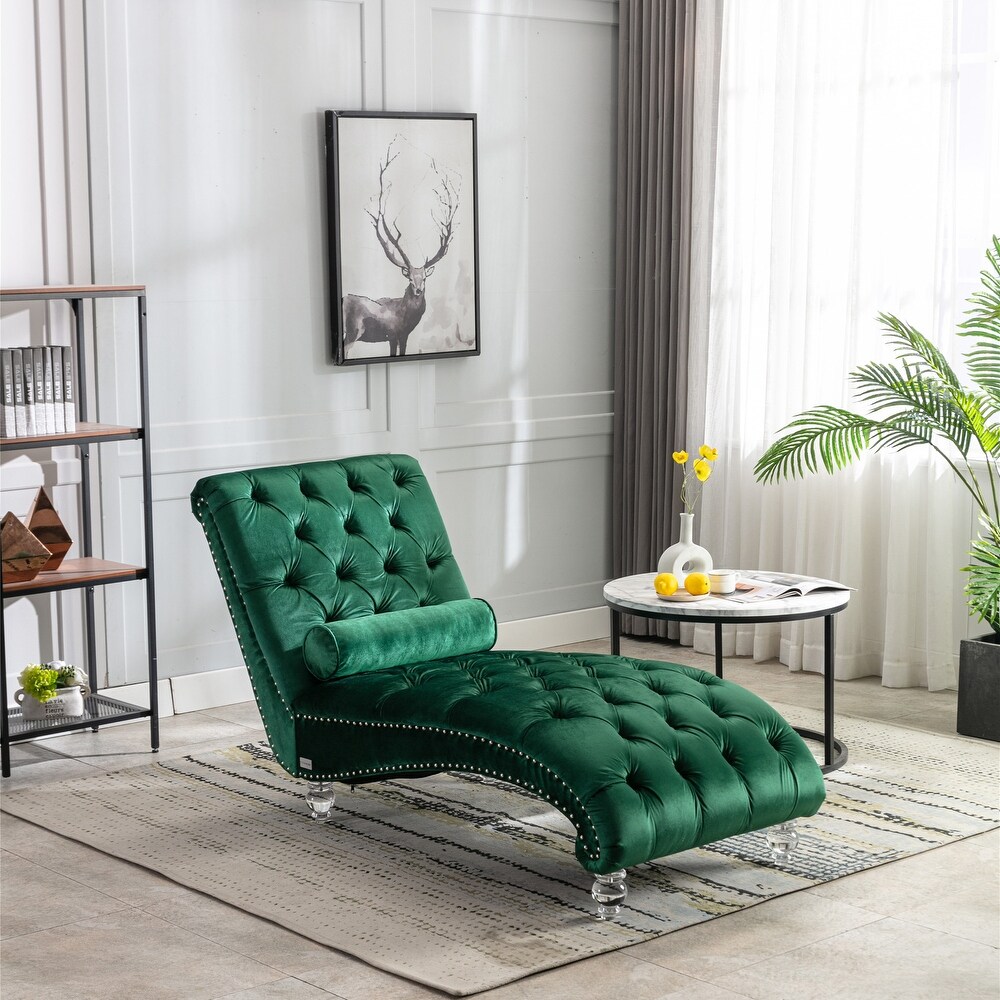 Acrylic Foot Tufted Lounge Chair Chesterfield Lounge Button Tufted Chaise