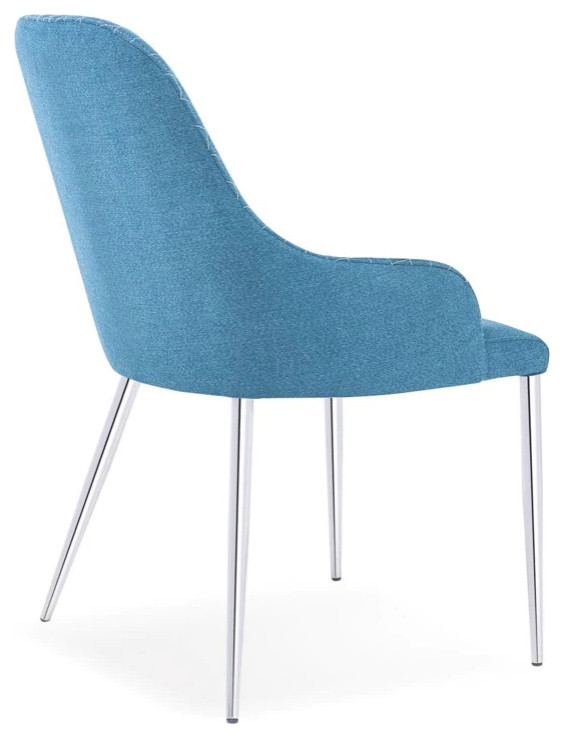 Sandro Dining Chair  Blue Color Soft Fabric Seat  Chrome Legs   Midcentury   Dining Chairs   by Rustic Home Furniture Deco  Houzz