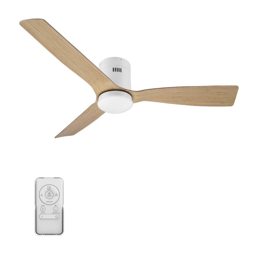 CARRO Striver 52 in Integrated LED IndoorOutdoor White Smart Ceiling Fan with Light and Remote Works with AlexaGoogle Home