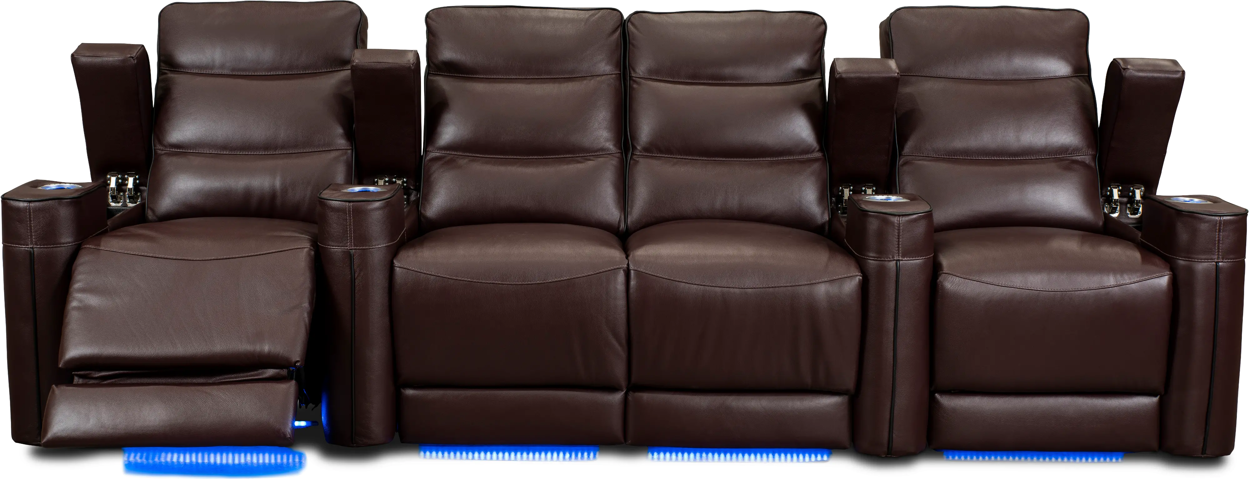 Beckett Wine Red Leather-Match 3 Piece Home Theater Seating