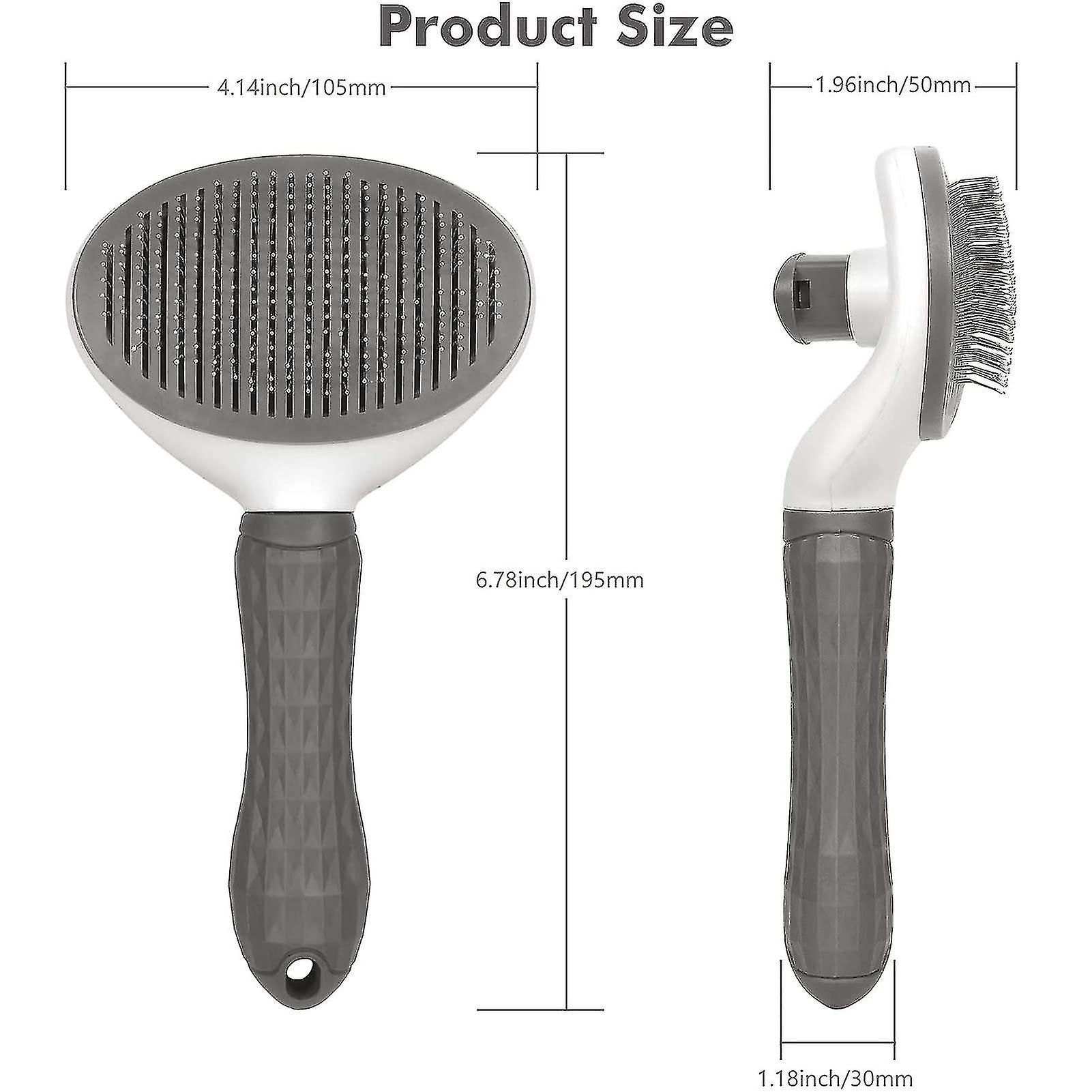 Dog Cat Grooming Brush - Self Cleaning Smooth Handle Brush - Pet Grooming Tool With Cleaning Knob