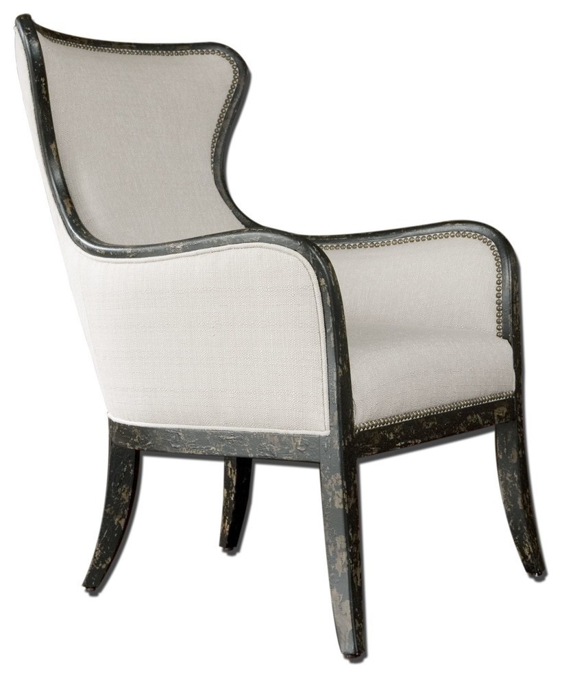 Elegant Black and White Curved Armchair   Transitional   Armchairs And Accent Chairs   by My Swanky Home  Houzz