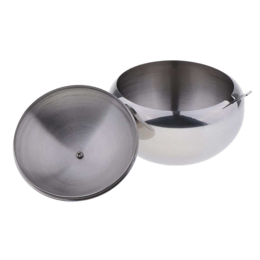 304 Stainless Sugar Bowl with Lid and Spoon， Seasoning Containers