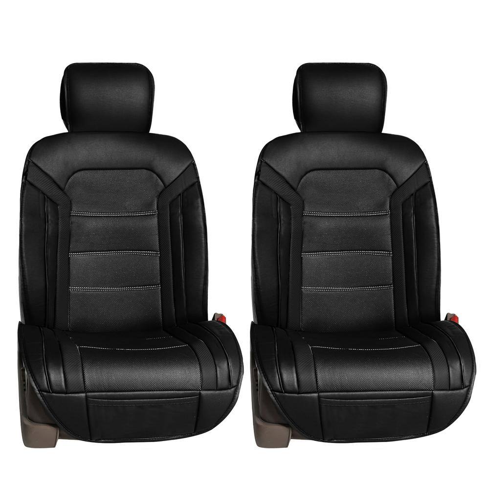 FH Group Futuristic Leather 47 in. x 23 in. x 1 in. Seat Cushions - Front Set DMPU208102BLACK