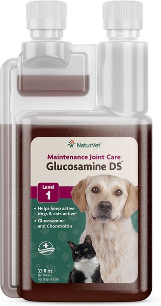 NaturVet Maintenance Care Glucosamine DS Liquid Joint Supplement for Cats and Dogs