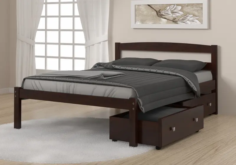 Sierra Dark Cappuccino Full Bed with Dual Underbed Drawers