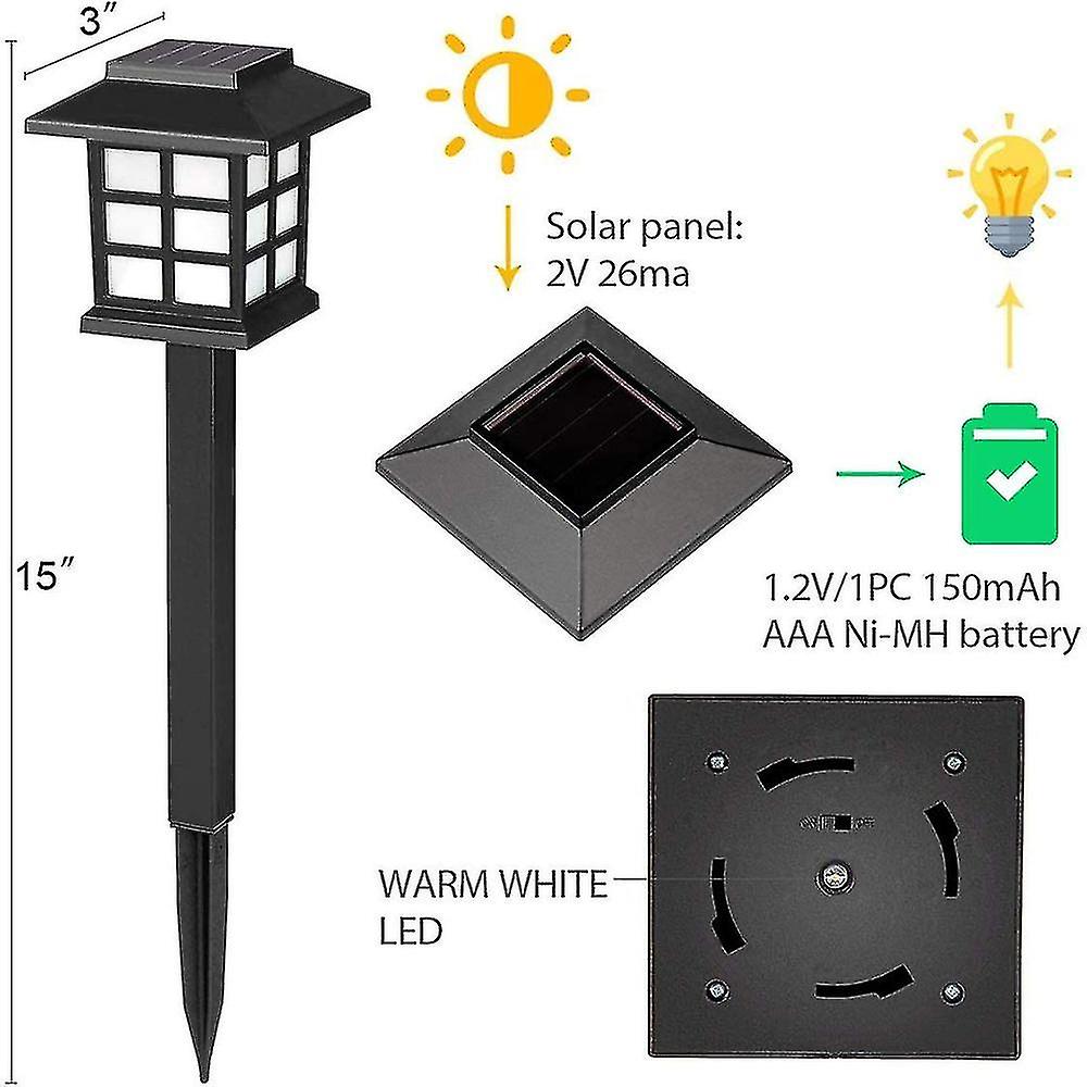 2pcs Led Solar Pathway Lights Waterproof Outdoor Solar For Garden/landscape/yard/patio/driveway/walkway Lighting