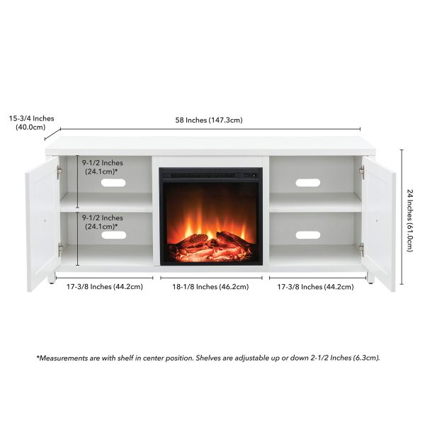 Granger Rectangular TV Stand with Log Fireplace for TV's up to 65