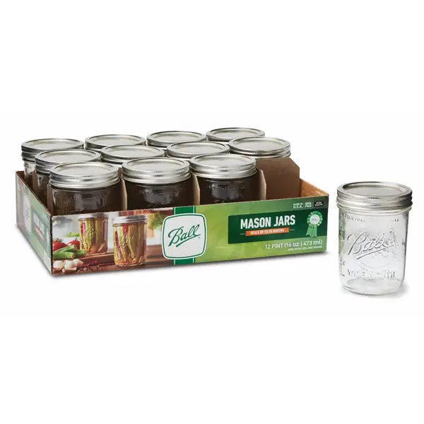 Ball 12-Pack Wide Mouth Pint 16 oz Mason Jars