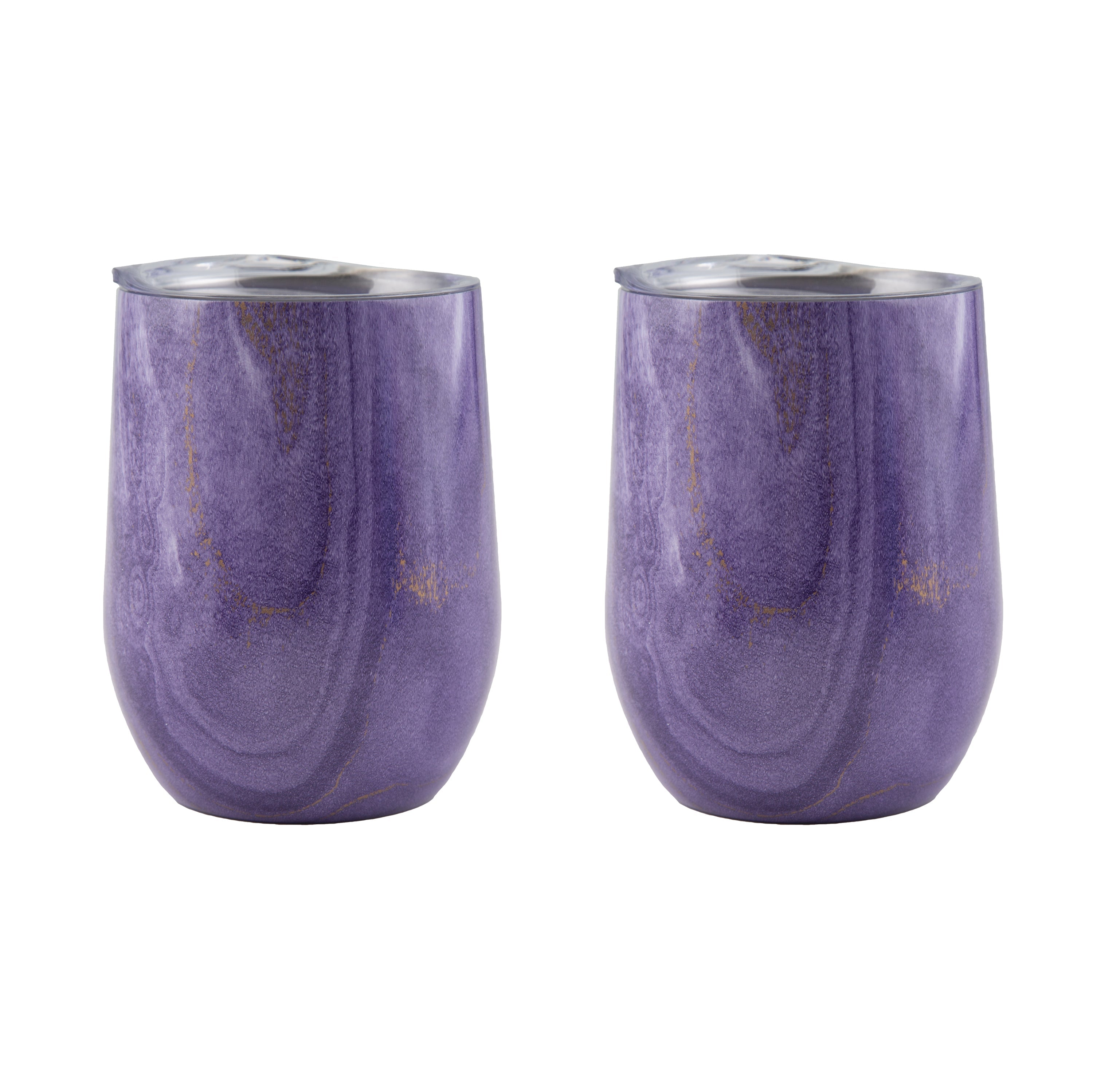 12 Oz Purple Geo Wine Tumblers, Set Of 2