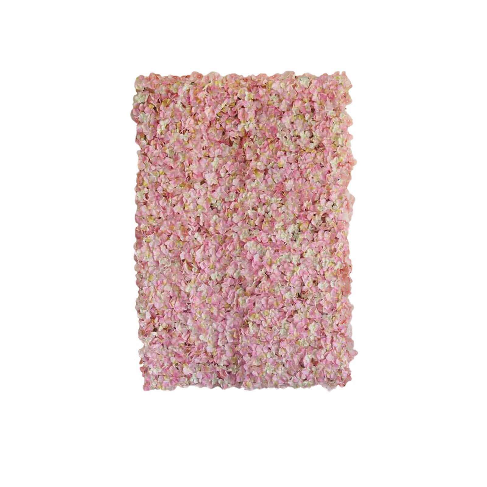 Pink / Cream UV Protected Hydrangea Flower Wall Mat Backdrop 4 Artificial Panels 11 Sq ft.