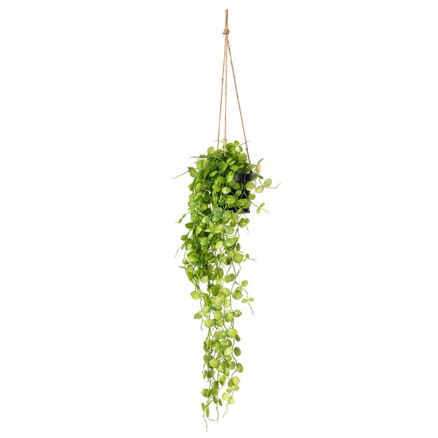 Artificial Green Mini Leaf Ivy In Hanging Pot