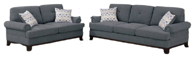 Fondi 2 Piesces Sofa Set Upholstered  Ash Gray Chenille   Transitional   Living Room Furniture Sets   by Hollywood Decor  Houzz