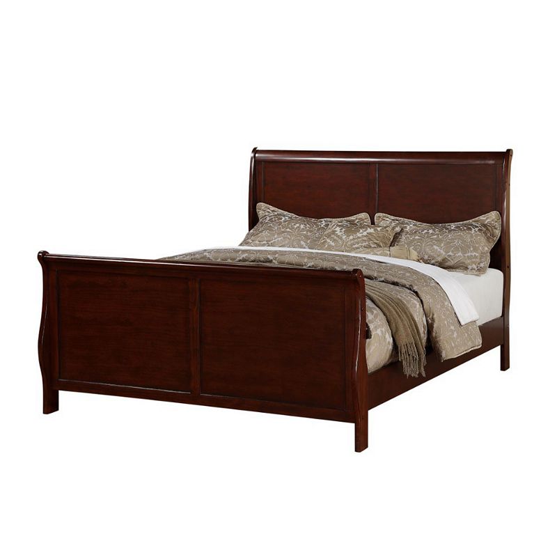 Clean And Convenient C.King King Wooden Bed， Cherry Finish