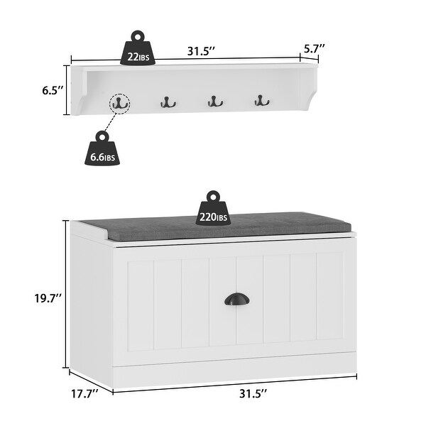 Combo Coat Rack Shoe Bench Design Hall Tree Entryway Storage Organizer