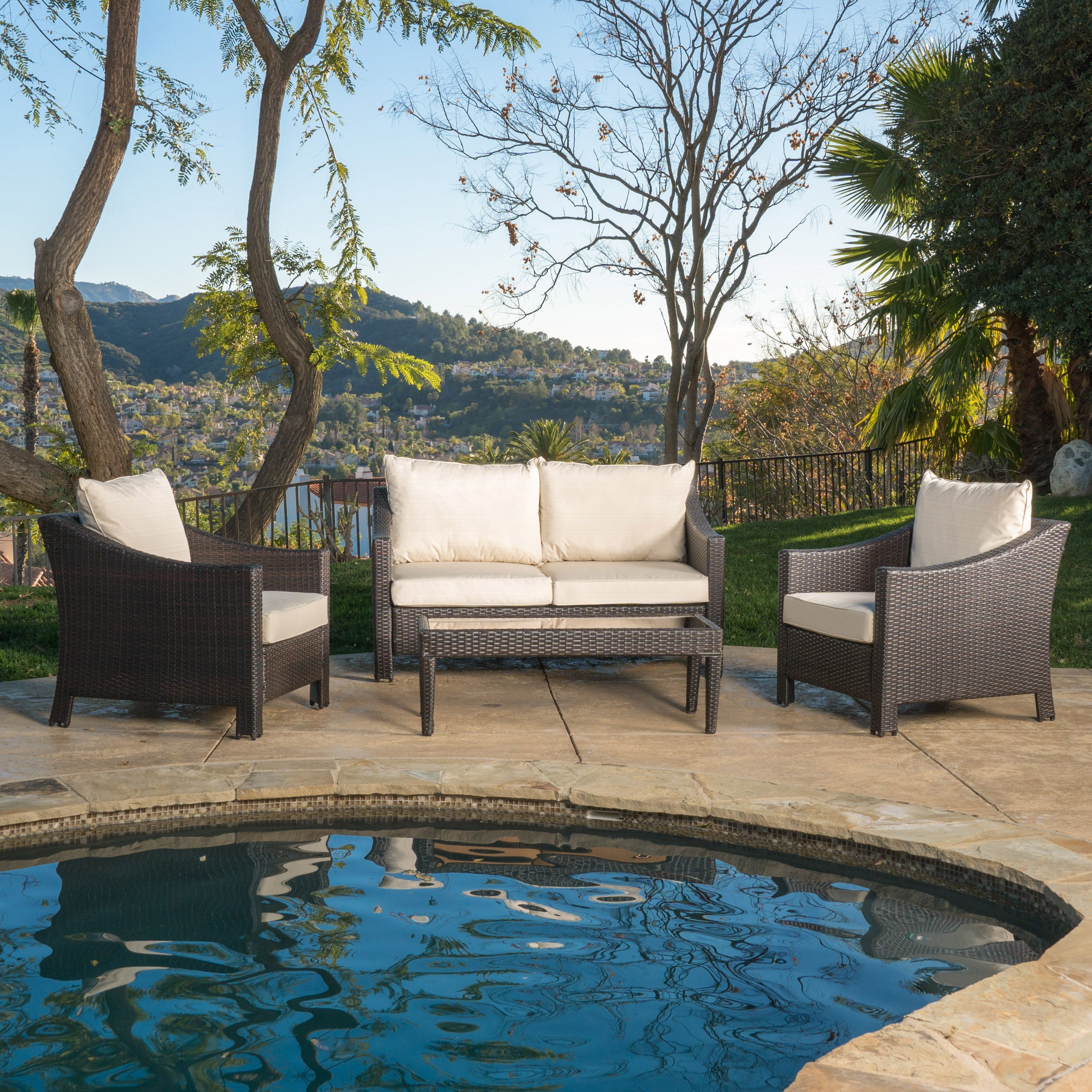 Caspian 4pc Outdoor Wicker Sofa Set