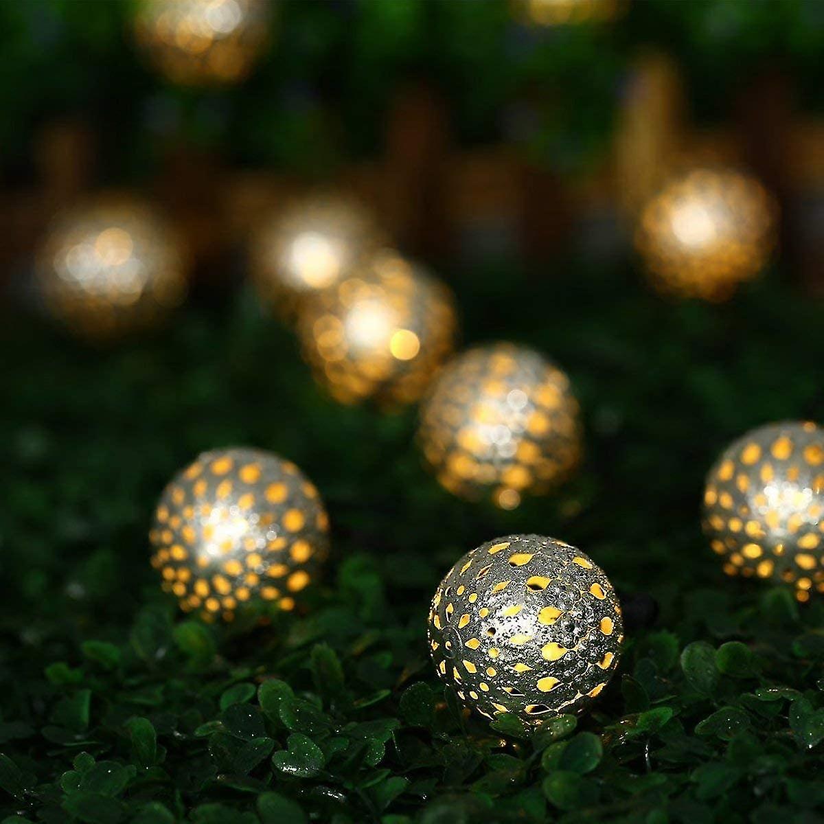 Silver Moroccan Orb String Lights， Waterproof 40led， With 8 Mode