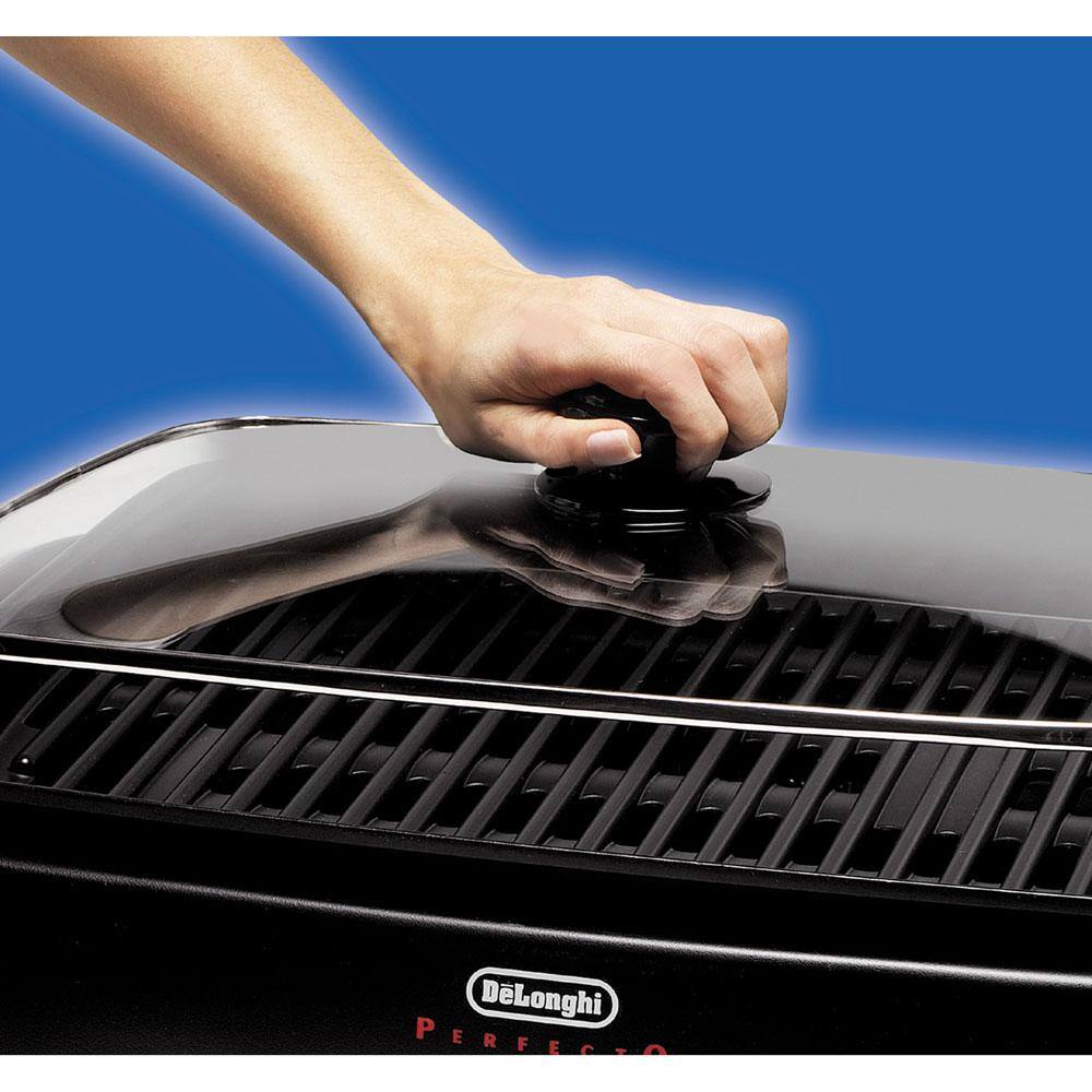 DeLonghi Perfecto Healthy 192 sq. in. Black Aluminum Indoor Grill with Lid BG24