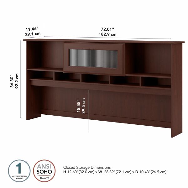 Bush Furniture Cabot Hutch for 72W Computer Desk in Harvest Cherry