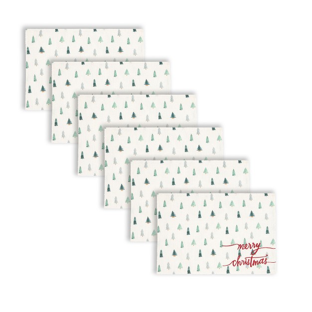 C amp f Home Tree Holiday Printed Red Christmas Placemat Set Of 6