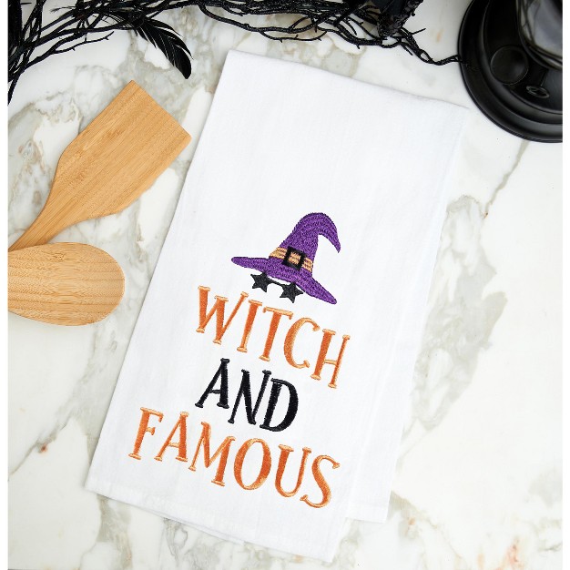 C amp f Home Witch And Famous Halloween Cotton Embroidered Flour Sack Kitchen Towel