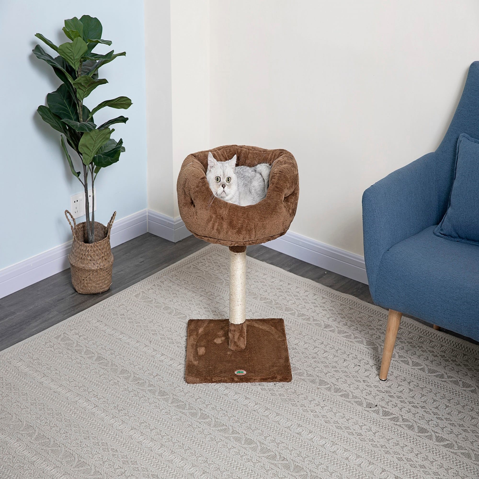 Go Pet Club Brown Cat Tree Perch with Sisal Scratching Post， 24