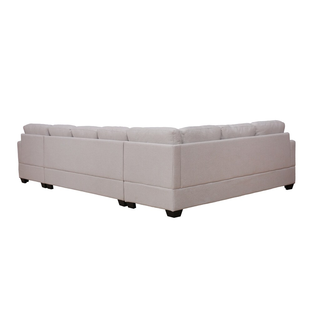 Modern 6 Seat Sofa Large Polyester Padded U shape Sectional Sofa Furniture Set  Extra Wide Chaise Lounge Couch   Wood Feet