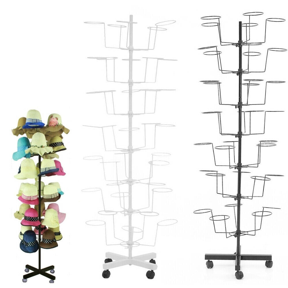 7 Tiers Hat Cap Display Retail Hat Cap Rack Rotating Spinner Metal white Stand 7Tiers Hat/Cap Display Hat Cap Rack Rotating Spinner Metal Stand Floor Rotating Hat Display Rack Free Standing Metal Caps